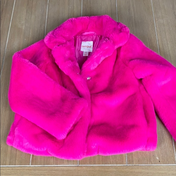Cat & Jack Other - Very Vibrant Pink Kids Faux Fur Coat Sz Xs